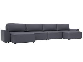 Диван п-образный Лига-048 НПБ лонг Экокожа серый - Фото предпросмотра