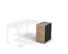 MATRIX 121T001 Тумба приставная 4 ящика без топа 400х585х750 Швейцарский вяз/Темно-серый - Фото предпросмотра