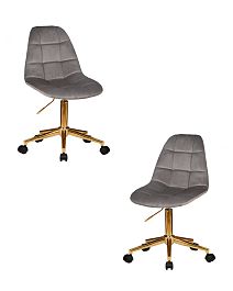 Набор 2 шт Офисное кресло для персонала DOBRIN MONTY GOLD (серый велюр (MJ9-75)) - Фото предпросмотра