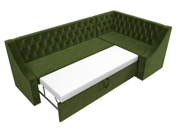Кухонный угловой диван Мерлин правый (полностью микровельвет зеленый) - Вид 7