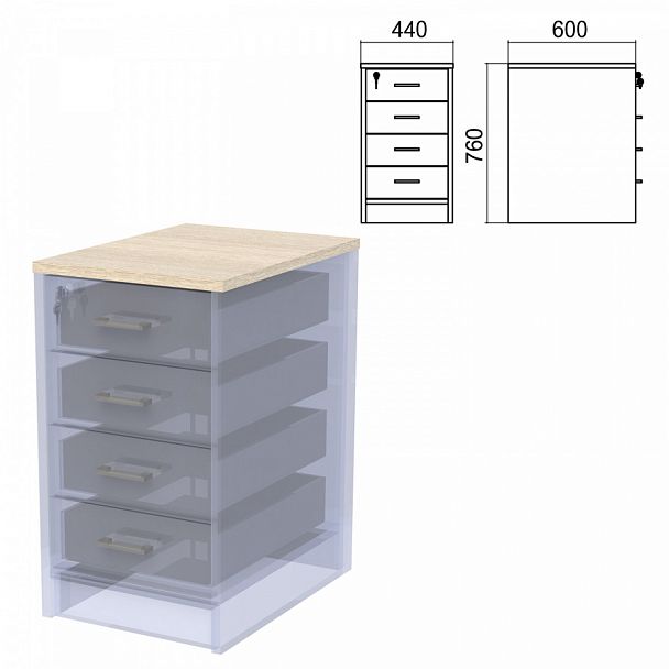 Крышка для тумбы приставной (АТ-07) "Арго", 440х600х22 мм, ясень шимо - Вид 1