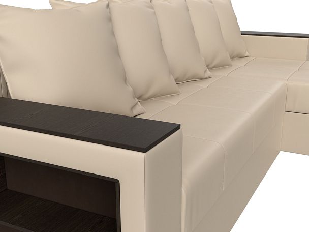 Диван угловой Дубай Лайт угол правый (полностью экокожа бежевая) - Вид 4