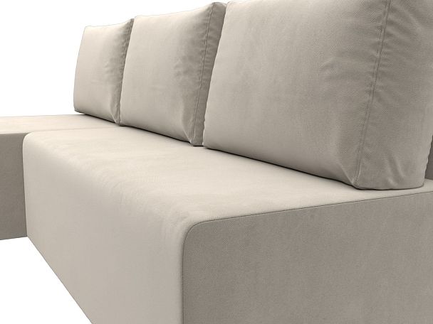 Угловой диван Поло левый (полностью микровельвет бежевый) - Вид 4