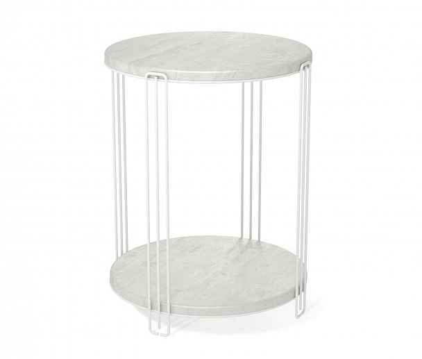 Столик кофейный Sheffilton SHT-CT33-1 белый муар/бетон лофт - Вид 2