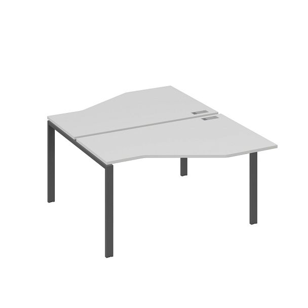 Рабочая станция (2х140) со столами Техно на каркасе UNO A4 А4 Б1 187 БП серый / металлокаркас антрацит - Вид 1