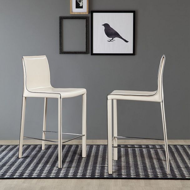 Стул полубарный Barrie, кожа бежевый - Вид 7