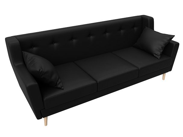 Прямой диван Брайтон 3 (полностью экокожа черная) - Вид 5