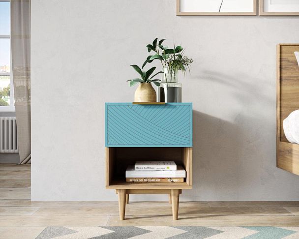 Тумбочка с верхним ящиком Line LN10/GR1/blue - Вид 5