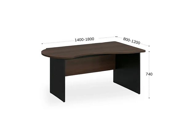 БЕРЛИН / BERLIN Стол асимметричный правый 1400х800х740 Венге/Черный - Вид 2