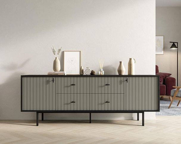 Комод две дверки и четыре ящика Emerson арт EM19/gray/L - Вид 4