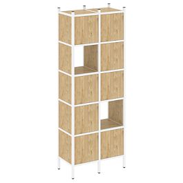 Loft Прямой стеллаж наборный VR.L-05 Тиквуд светлый/Белый металл 862*446*1869 - Фото предпросмотра