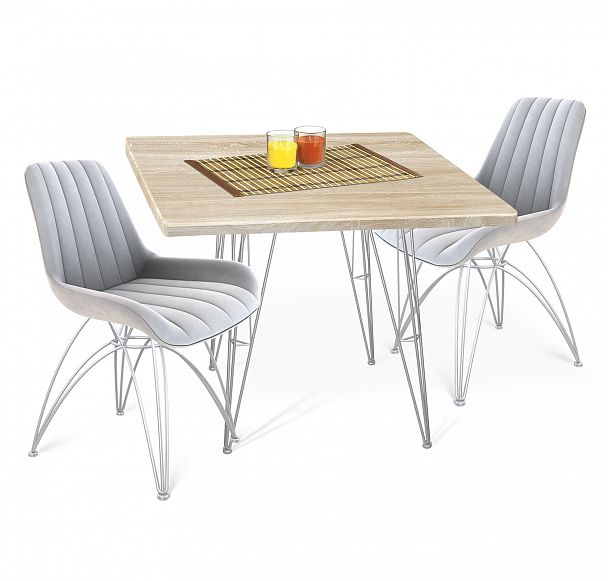 Обеденная группа Sheffilton SHT-DS115 серое облако/хром лак/дуб сонома светлый - Вид 1