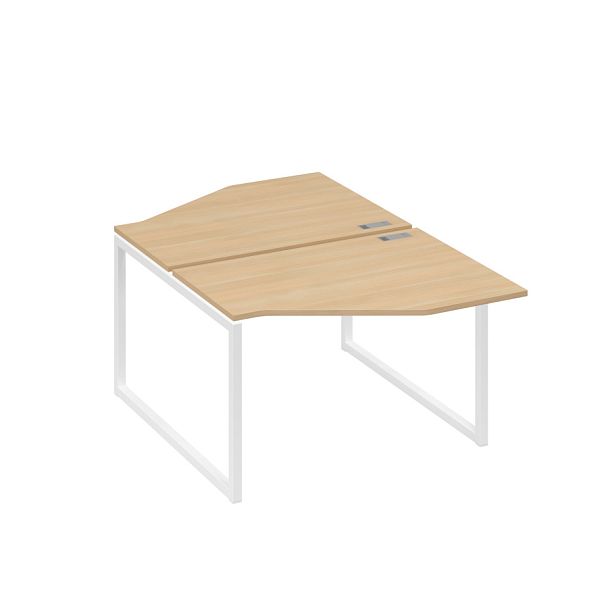 Станция каркас QUATTRO столы (2х120) эргономичные Техно A4 А4 Б4 186 БП натуральный дуб / металлокаркас белый - Вид 1