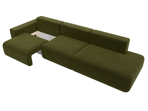 Диван прямой Лига-036 Модерн Лонг подлокотник слева Микровельвет зеленый - Вид 7