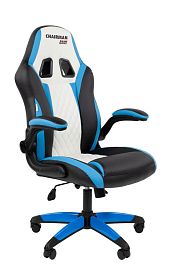 Кресло Chairman game 15 Россия экокожа черный/голубой/белый - Фото предпросмотра