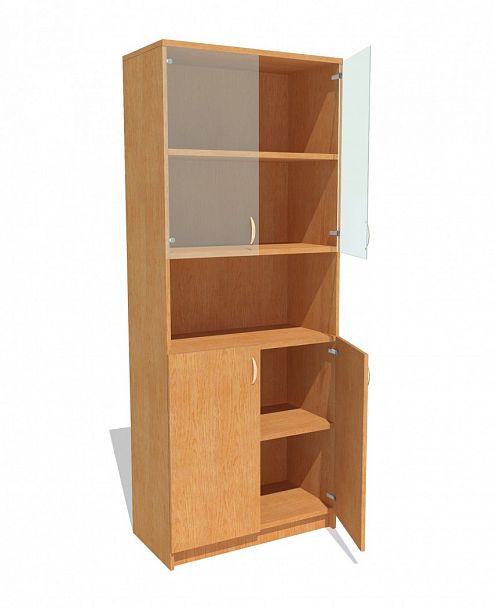 Шкаф широкий закрытый со стеклом 3 полки Эконом ШМЭ-012 - Вид 1