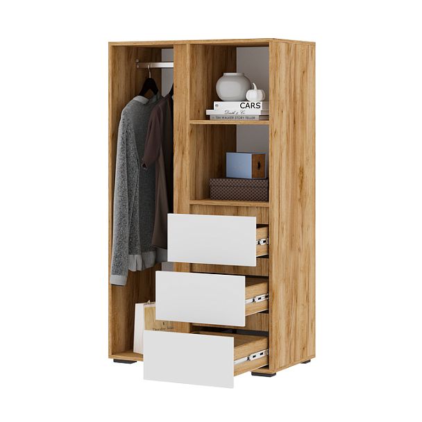 Хелен ШК 03 Шкаф (0,802х1,414х0,460) белый/дуб крафт золото - Вид 2