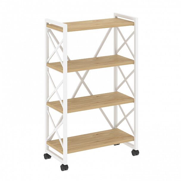 Стеллаж на колесах "Loft" VR.L-MST.K-4.8 тиквуд светлый/белый - Вид 1