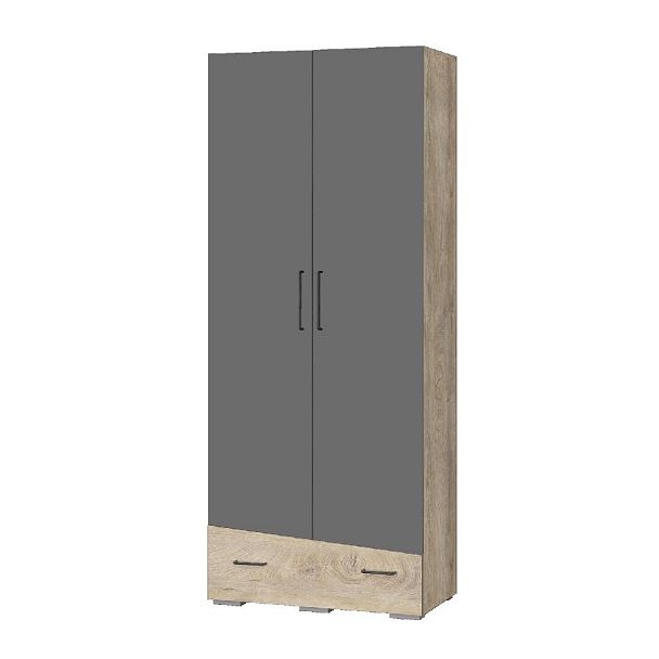 Гостиная Паскаль-2 Шкаф универсальный дуб эндгрейн/графит серый+дуб эндгрейн - Вид 1