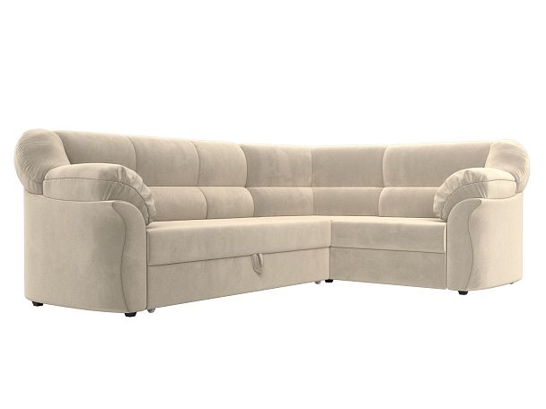 Диван угловой Карнелла правый (полностью микровельвет бежевый) - Вид 3