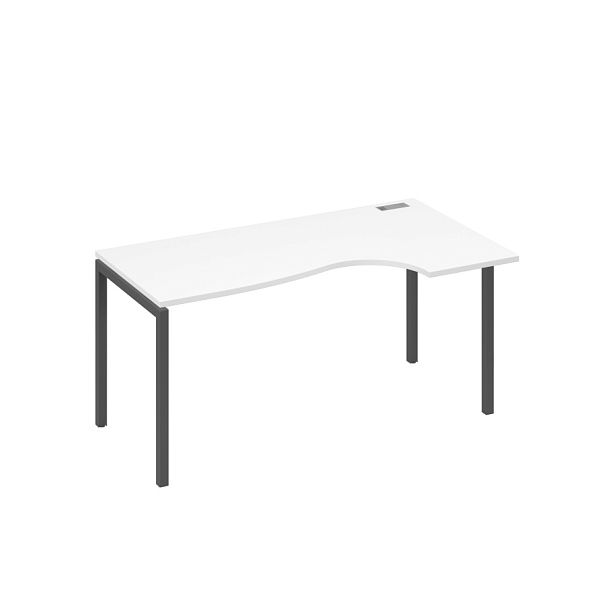 Стол эргономичный правый "Классика" на металлокаркасе DUE A4 А4 Б2 046 БП белый премиум / металлокаркас антрацит - Вид 1