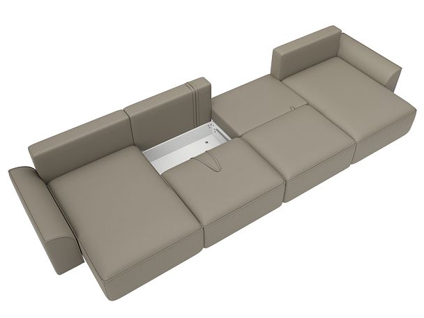 Диван п-образный Лига-048 НПБ лонг Экокожа бежевый - Вид 8
