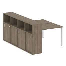 Metal System Quattro Р. ст. с шкафом-купе на П-образном м/к 50БП.РС-СШК-4.2 Т Вяз/Белый металл 1610*2332*1098 - Фото предпросмотра