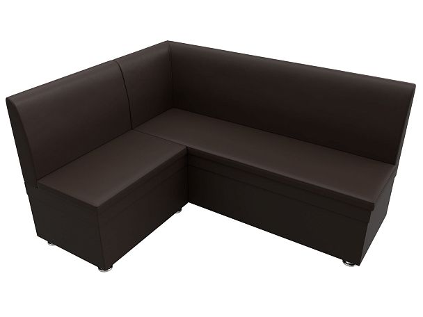 Кухонный угловой диван Уют левый (полностью экокожа коричневая) - Вид 5