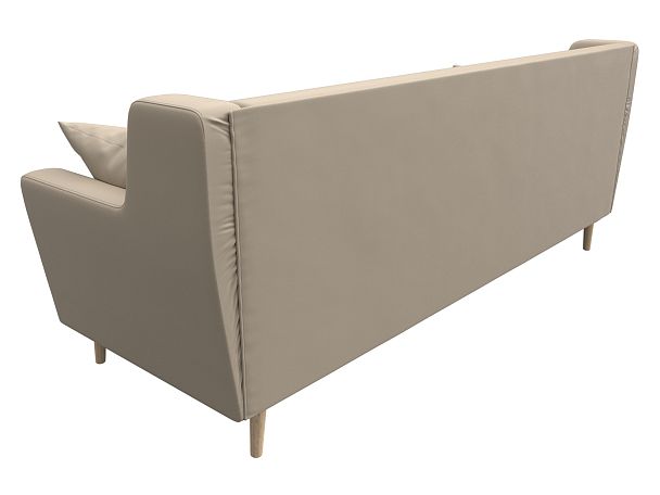 Прямой диван Брайтон 3 (полностью экокожа бежевая) - Вид 6