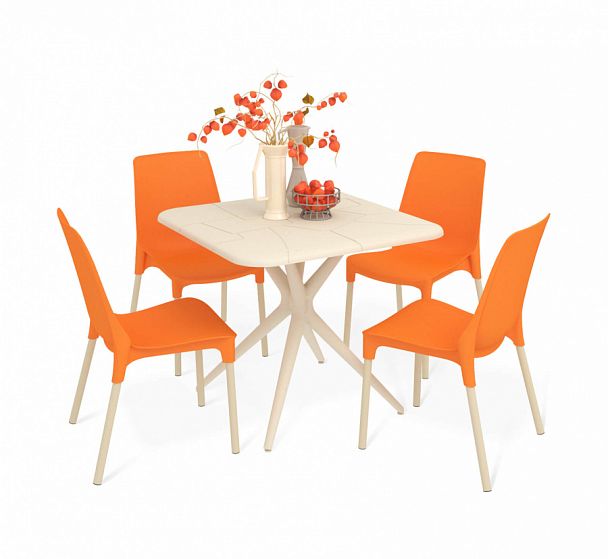 Обеденная группа Sheffilton SHT-DS204 бежевый/оранжевый/ваниль - Вид 1