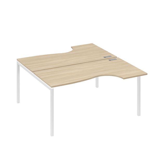 Рабочая станция DUE (2х160) столы эргономичные Классика A4 А4 Б2 185 БП дуб скандинавский / металлокаркас белый - Вид 1