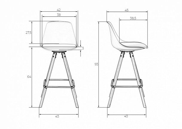 Стул полубарный DOBRIN RONNI (ножки светлый бук, черный (B-03)) - Вид 10