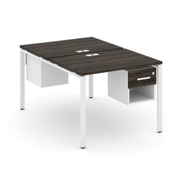 Concept Рабочая станция 2 сторонняя с подвесными тумбами на 2 места CN.DRS-117 W Дуб Мали/Белый Бриллиант/Металл Белый 980*1480*750 - Вид 1