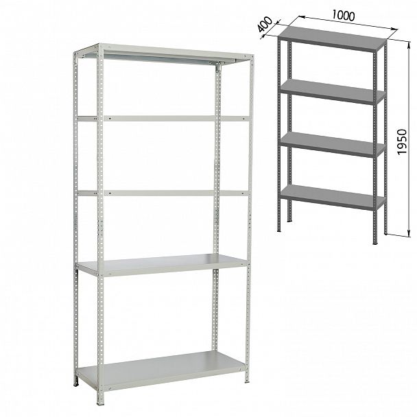 Стеллаж металлический BRABIX "MS KD-195/30-5", 1950х1000х300 мм, 5 полок, сборная стойка, 291118, S240BR243502 - Вид 3