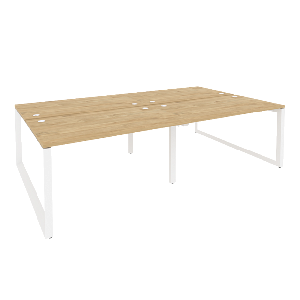 Onix Рабочая станция на О-образном м/к O.MO-D.RS-4.3.8 Тиквуд светлый/Белый металл 2760*1635*750 - Вид 1