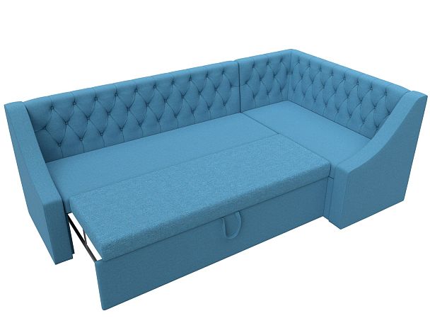 Диван кухонный угловой Мерлин правый угол Рогожка голубой - Вид 6
