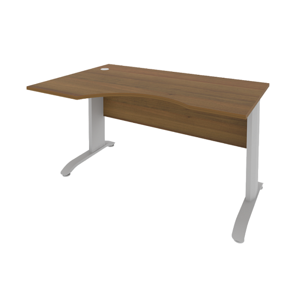 Riva Metal-L Стол криволинейный левый ПЛ.СА-2 (L) Орех/Тёмно-серый металл 1400*900*750 - Вид 1