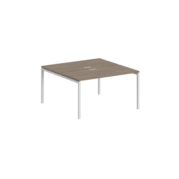 Рабочая станция Sigma 1600х1438х750 / профиль: 40х40 белый; столешница:  дуб темный - Вид 1