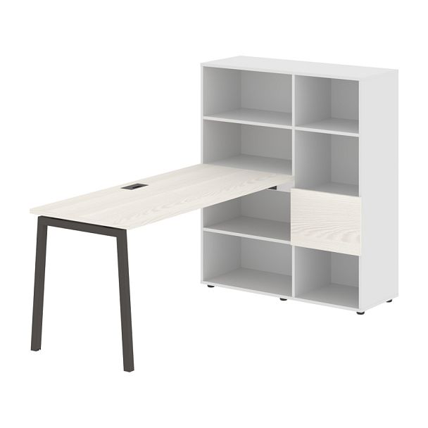 Стол-стеллаж ELRST 1115 Ясень Траун/Мокко/Белый 1990х1120х1355 EDIS - Вид 1
