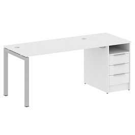 Metal System Quattro Р. ст. с тумбой на П-образном м/к 50БП.РС-СТП-1.3 Белый/Серый металл 1812*720*750 - Фото предпросмотра