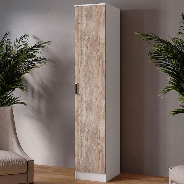 Пенал Лагуна-04 (400*2100*510) белый/дуб юкон - Вид 1