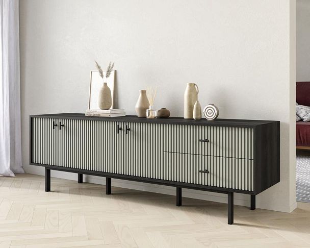 Комод с четырьмя дверками и двумя ящиками Emerson арт EM04/gray/L - Вид 3