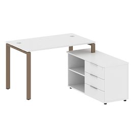 Metal System Р. ст. с тумбой на П-образном м/к БП.РС-СТС-2.2 (R) Белый/Мокко металл 1300*1520*750 - Фото предпросмотра