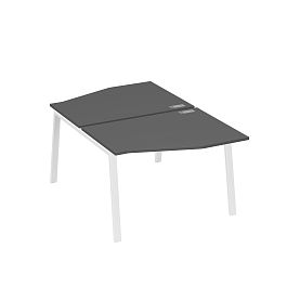 Рабочая станция со столами Техно на металлокаркасе TRE (2х120) A4 А4 Б3 189  БП антрацит премиум / металлокаркас белый - Фото предпросмотра