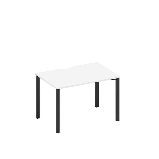 Стол письменный на металлокаркасе, столешница с вырезом Space+ А1 ЧР 023.2 БП белый премиум / черный гладкий - Вид 1