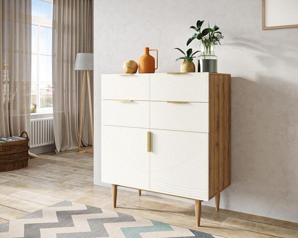 Большой комод с четырьмя ящиками и дверками Line LN17/GR1/beige - Вид 3