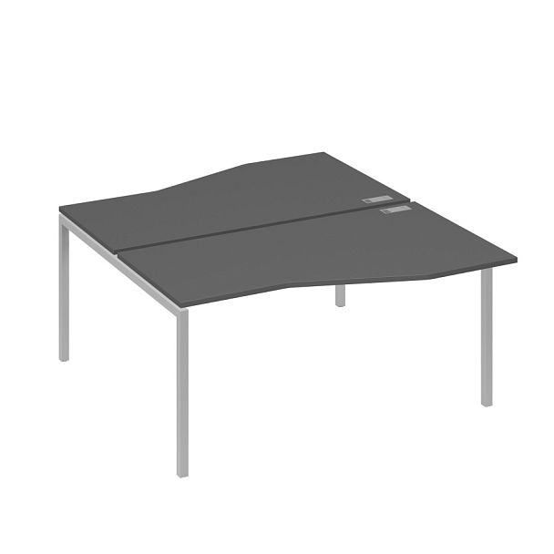 Станция со столами Техно эргономичными (2х160) каркас DUE A4 А4 Б2 191 БП антрацит премиум / металлокаркас серый - Вид 1
