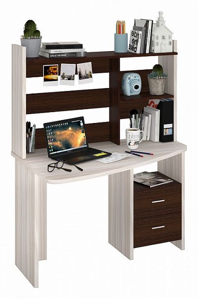 Стол компьютерный Домино Лайт СКЛ-Крл 120+НКЛ-120 Венге/Карамель левый - Вид 2