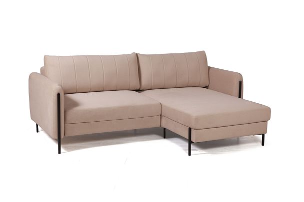 Barcelona диван-кровать с шезлонгом, велюр бежевый - Вид 8