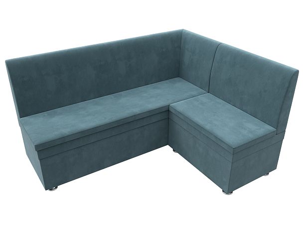 Кухонный угловой диван Уют правый (полностью Велюр бирюзовый) - Вид 5